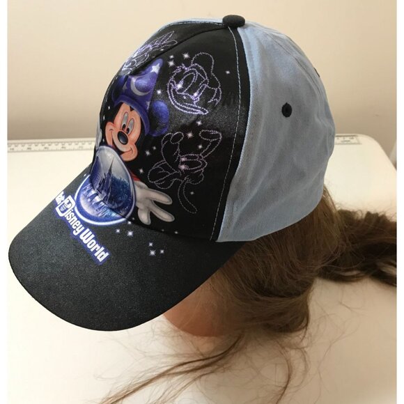 Disney Parks Youth Sorcerer Mickey Mouse Baseball Cap Black & Blue With Castle & - Picture 5 of 8